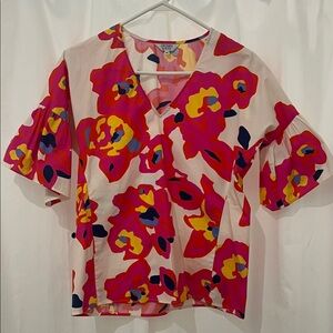 CROSBY Pink and Red Floral Blouse